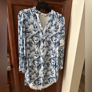 Cloth&Stone indigo foliage floral mini dress. XS NWT